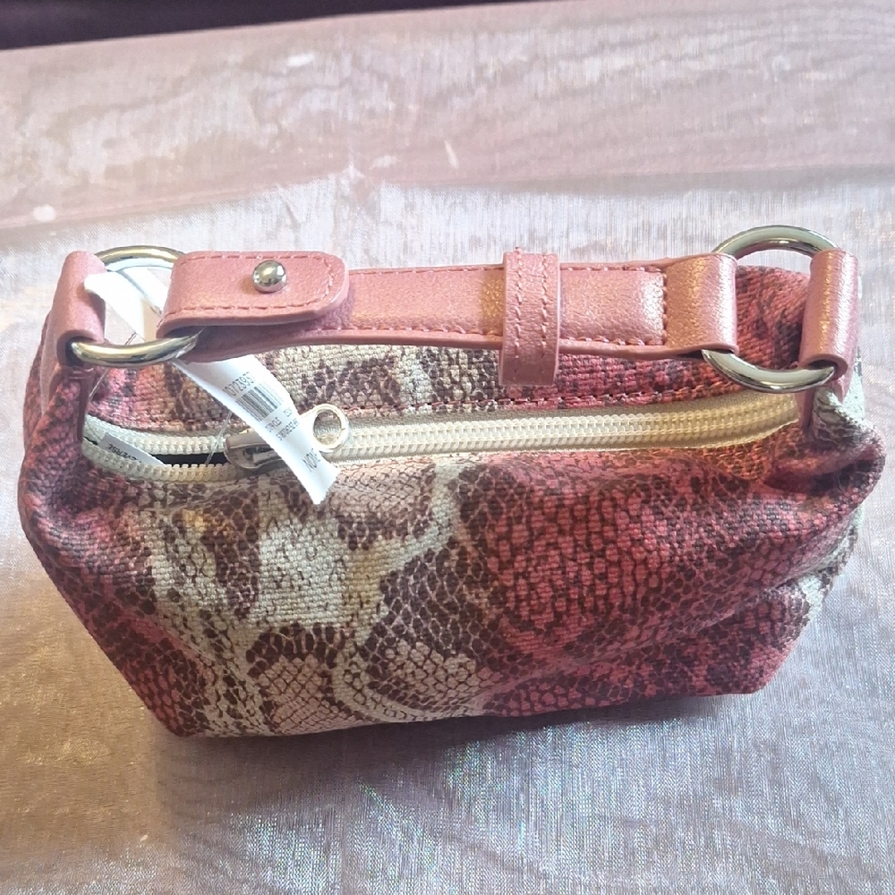 NWT ANN TAYLOR LOFT ❤️ RED SNAKESKIN COSMETIC CASE MINI HANDBAG PINK CUTE GIFT!